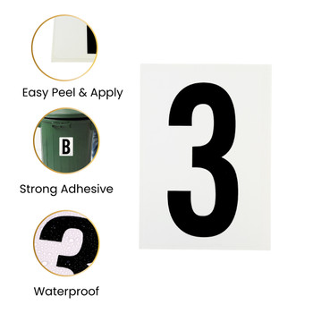 Waterproof Wheelie Bin Black Number 0 Sticker