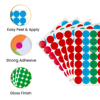 Pack of 420 Pink Smile Faces 24mm Self-Adhesive Labels