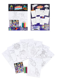 Pack of 12 Superhero Colouring Set with Stickers