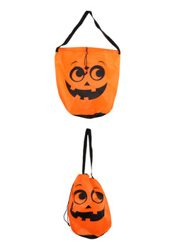 Pack of 12 Orange Pumpkin Halloween Bags with Drawstring Pack of 12 Orange Pumpkin Halloween Bags with Drawstring