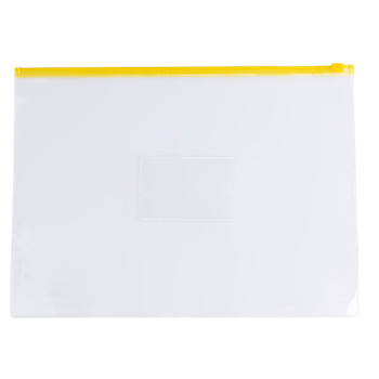 Pack of 12 A4 Clear Zippy Bags with Yellow Zip