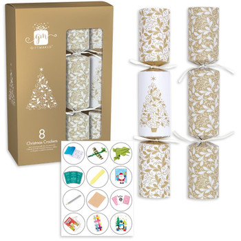 Pack of 8 Cream and Gold Christmas Dinner Crackers Pack of 8 Cream and Gold Christmas Dinner Crackers
