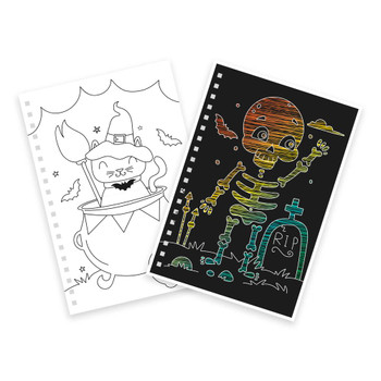Pack of 12 Halloween Rainbow Scratch Art and Colouring Books