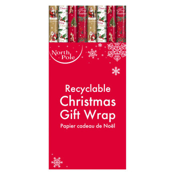 Pack of 12 4m Traditional Christmas Gift Wrap Rolls