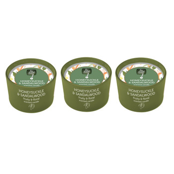 Pack of 3 Pan Aroma Honeysuckle & Sandalwood Coloured Jar Candles 85g Pack of 3 Pan Aroma Honeysuckle & Sandalwood Coloured Jar Candles 85g
