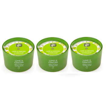 Pack of 3 Lime & Ginger Coloured Jar Candles 85g Pack of 3 Lime & Ginger Coloured Jar Candles 85g