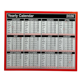 Year to View Calendar 2026 – Wall or Desk Mounted, 257 x 210mm Year to View Calendar 2026 – Wall or Desk Mounted, 257 x 210mm