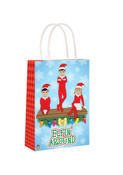 Pack of 12 Elfin Around Christmas Paper Party Bags with Handles Pack of 12 Elfin Around Christmas Paper Party Bags with Handles