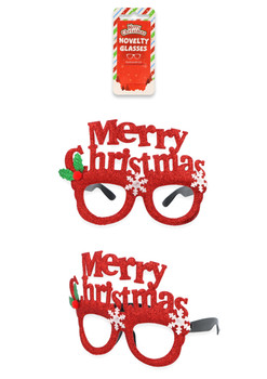 Single Merry Christmas Red W/holly & Snowflakes Glitter Glasses Single Merry Christmas Red W/holly & Snowflakes Glitter Glasses