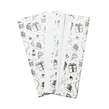 Pack of 10 Birthday Luxury Silver Metallic Plastic-Free 18gsm Tissue Paper Sheets 50x70cm