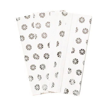 Pack of 10 Flowers Polka Luxury Silver Metallic Plastic-Free 18gsm Tissue Paper Sheets 50x70cm