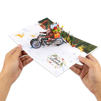 Santa on Wheels 3D Christmas Motorcycle Pop Up Card
