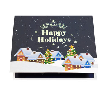 Snowy Night Scene Happy Holidays & New Year 3D Pop Up Christmas Card