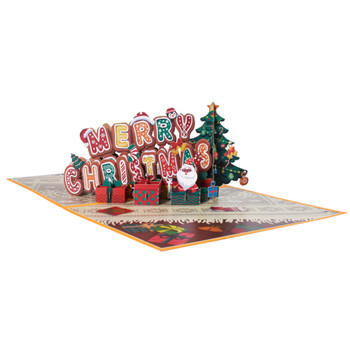Jolly & Bright Gingerbread Themed 3D Pop Up Christmas Card