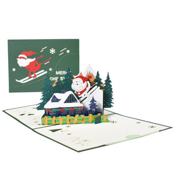 Frosty Fun Santa’s Ski Slope 3D Pop Up Christmas Card