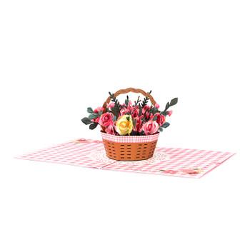 Flower Basket 3D Pop Up Greeting Card