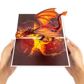 Rock Cracked Fire Breathing Dragon 3D Pop Up Greeting Card - Birthday Father's Valentine