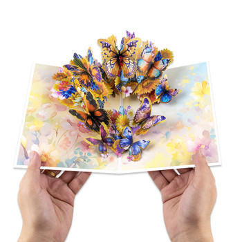 Wings of Sunshine Floral Butterfly 3D Pop Up Greeting Card - Birthday Mother Anniversary Valentine's Day