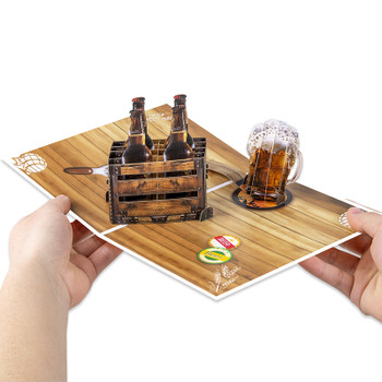 Raise a Toast Cheers to You 3D Beer Pop Up Celebration Greeting Card - Birthday Anniversary Holidays Event
