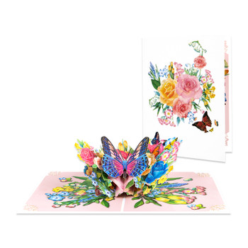 Wings of Joy Butterfly & Flower 3D Pop Up Greeting Card - Anniversary Mother's Valentine's Day