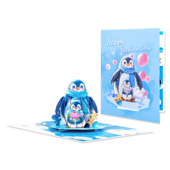 Frosty Hugs Cute Penguin Love 3D Mother’s Day Pop Up Card