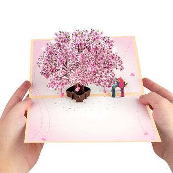 Lovebirds in Romantic Tree Scene 3D Pop Up Greeting Card - Anniversary Valentine's Day