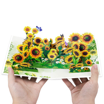 Golden Glow Sunflower Pop Up Greeting Card