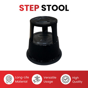 Light Grey Metal Rolling Kick Step Stool with 150kg Capacity