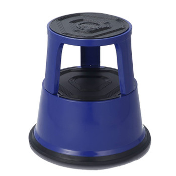 Blue Metal Rolling Kick Step Stool with 150kg Capacity