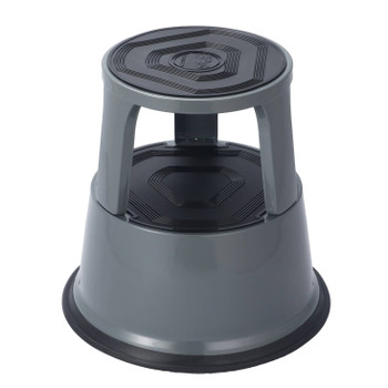 Dark Grey Metal Rolling Kick Step Stool with 150kg Capacity