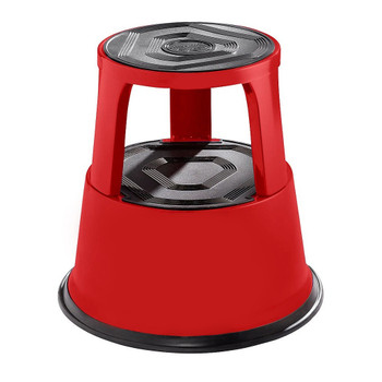 Red Metal Rolling Kick Step Stool with 150kg Capacity