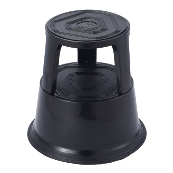 Black Metal Rolling Kick Step Stool with 150kg Capacity