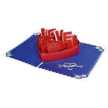 Roses Love Heart Deign Valentine’s Day 3D Pop Up Card