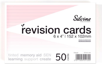 Pack of 50 6x4" SEN Pink Lined Dyslexia Record Cards