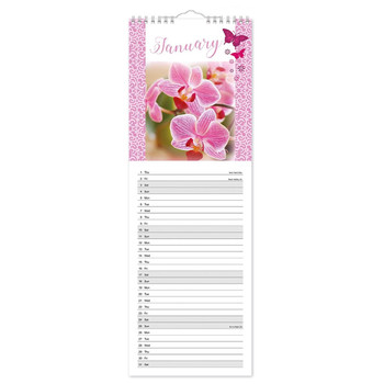 Slim Month To View Calendar 2026 – Photographic Floral – 143mm x 417mm