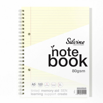 A5+ 100 Pages Twin Wire SEN Cream Paper Dyslexia Notebook - Lined with Margin