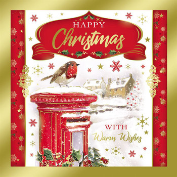 Pack of 10 Festive Postbox & Snow Scene Christmas Boxed Cards