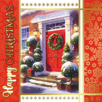 Pack of 10 Festive Door Scenes Christmas Boxed Cards - Holiday Greeting Cards, 2 Designs with Envelopes