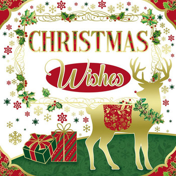 Pack of 10 Festive Reindeer Christmas Boxed Cards - Holiday Greeting Cards, 2 Designs with Envelopes