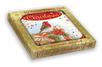Pack of 10 Festive Robin Christmas Boxed Cards