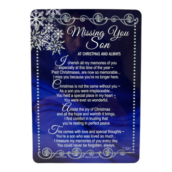 Missing You Son at Christmas Graveside Keepsake Card
