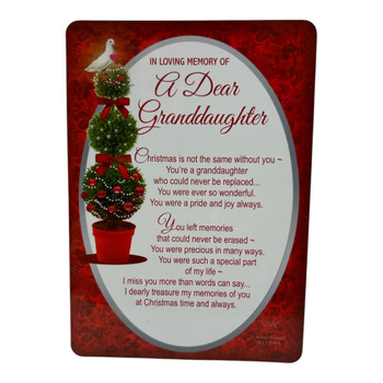 In Loving Memory of a Dear Granddaughter Christmas Graveside Keepsake Card