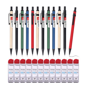 12 Sets of 0.5mm Metal Mechanical Pencil and HB Lead Refills – Balanced Grip, Smooth & Precise Writing, Random Colour