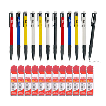 12 Sets of 0.7mm Mechanical Pencil and HB Lead Refills – Comfortable Grip, Smooth & Precise Writing