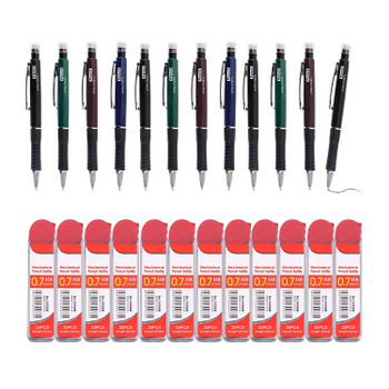 12 Sets of 0.7mm Pen-Style Mechanical Pencil and HB Lead Refills – Smooth Writing, Anti-Slip Grip