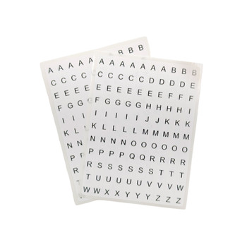 Pack of 220 White on Black 8x10mm A-Z Letters Self-Adhesive Labels