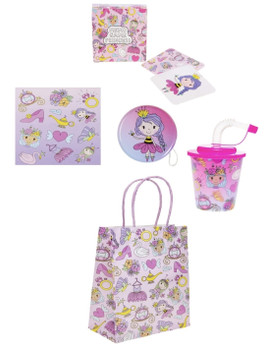 Pack of 20 Pre Filled Princess Theme Kids Party Favour Bags – Gift Bags with Reusable Cup & Themed Toys