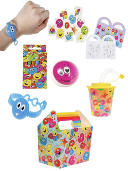 Pack of 20 Pre Filled Emotion Theme Kids Party Favour Boxes – Gift Boxes with Reusable Cup & Themed Toys