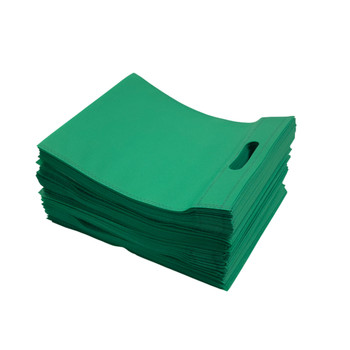 Pack of 25 Dark Green Coloured 30x25cm Non-Woven Patch Handle Bags