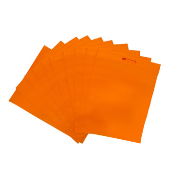 Pack of 25 Orange Coloured 35x25cm Non-Woven Patch Handle Bags